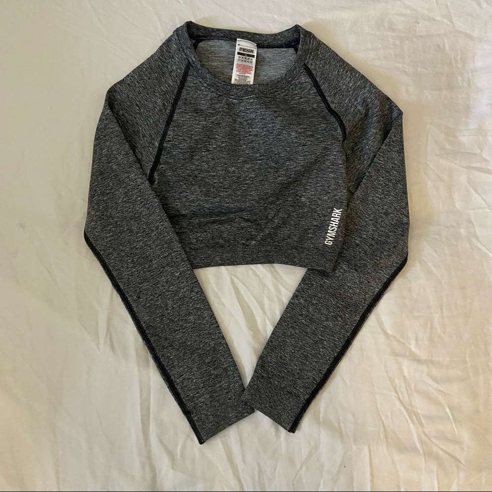 GYMSHARK Gray Long Sleeve Cropped Top Athletic Top Brand New Never Worn